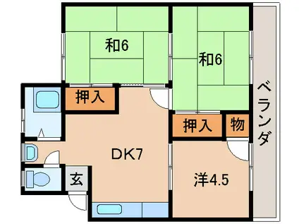 コーポかつらぎ(3DK/2階)の間取り写真