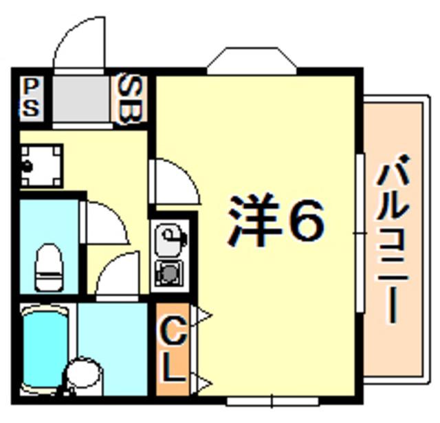 サンウィング神陽(1K/2階)の間取り写真