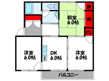 セントレージ(3DK/2階)の間取り写真