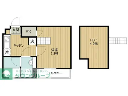 トレジャー霞ヶ関(1K/2階)の間取り写真