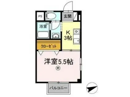 セジュールアレイ B(1K/1階)の間取り写真