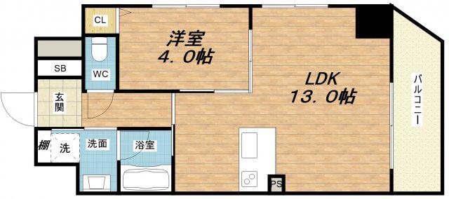 WAVE ON HORIE TOWER(1LDK/12階)の間取り写真