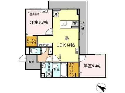 レグルス 曙(2LDK/3階)の間取り写真