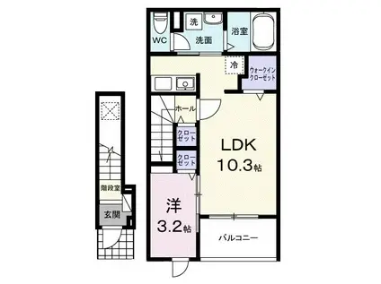 ヒカルサ佐久猿久保II(1LDK/2階)の間取り写真