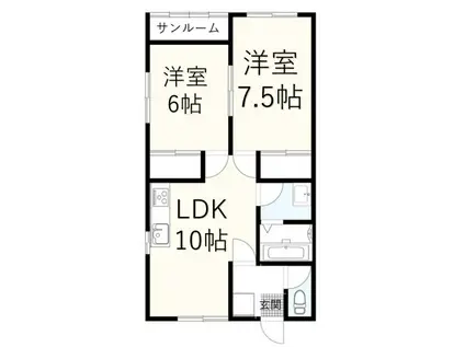 上越新幹線 長岡駅 徒歩25分 2階建 築26年(2LDK/2階)の間取り写真