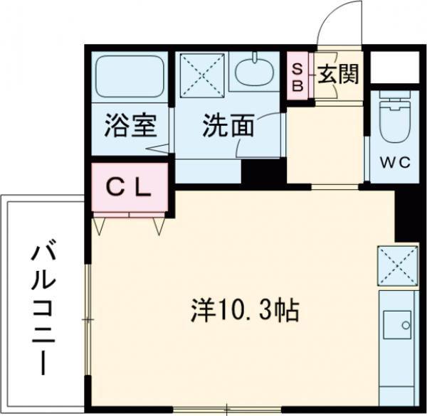 CASAα 外宮(ワンルーム/1階)の間取り写真