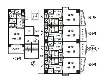 エスポワール御影(1K/4階)の間取り写真