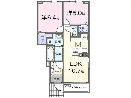 フェニックス I(2LDK/1階)の間取り写真
