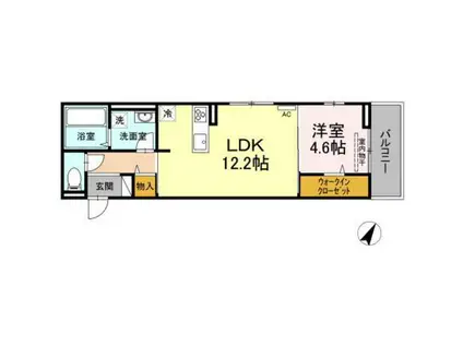 ハピネス(1LDK/2階)の間取り写真