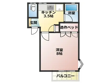 ウイングスタチバナ 東(1K/2階)の間取り写真