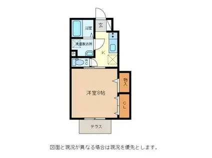 オジェ住吉(1K/1階)の間取り写真