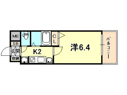 エステムプラザ神戸水木通グランクロス(1K/9階)の間取り写真