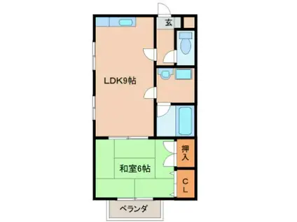 フィルコート(1LDK/2階)の間取り写真