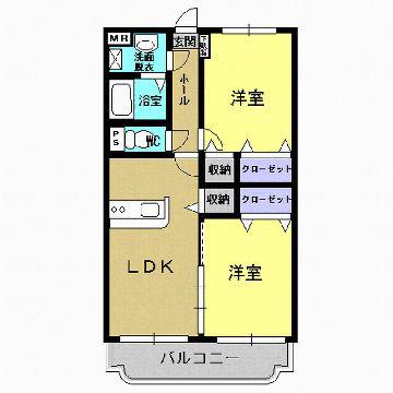 ユーミーおおひら(2LDK/3階)の間取り写真