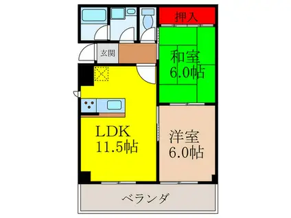 アルカディアセカンド(2LDK/3階)の間取り写真