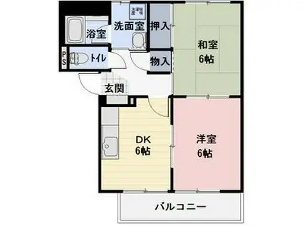 SURPLUSリーベII(2DK/1階)の間取り写真