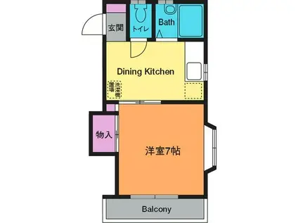 アルカディアマキ(1K/2階)の間取り写真
