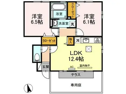 ルミエール太田(2LDK/1階)の間取り写真
