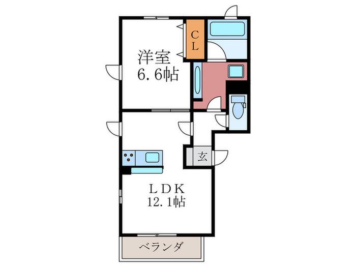 ルッソ北山(1LDK/3階)の間取り写真