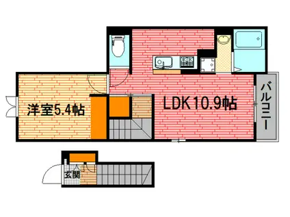 パルテールIII(1LDK/2階)の間取り写真