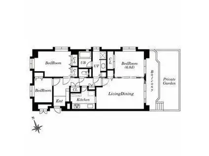 LEO拾八番館(3LDK/1階)の間取り写真