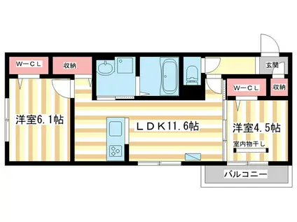 萩II・B棟(2LDK/3階)の間取り写真