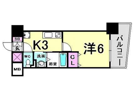 グルーブ神戸ハーバーアリーナ(1K/2階)の間取り写真