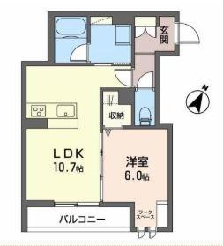 REORIENT KAKAMINO(1LDK/3階)の間取り写真
