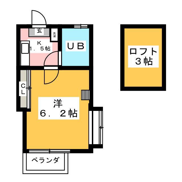 パールハイツ(1K/2階)の間取り写真