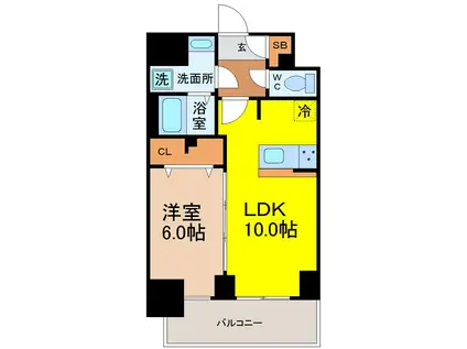 RICHEDOR古出来(1LDK/13階)の間取り写真