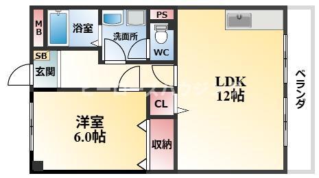 メゾンときわ(1LDK/3階)の間取り写真