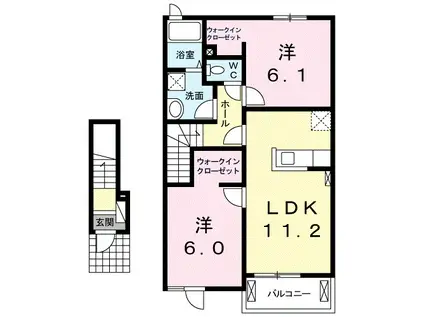 ファインリヴァー(2LDK/2階)の間取り写真