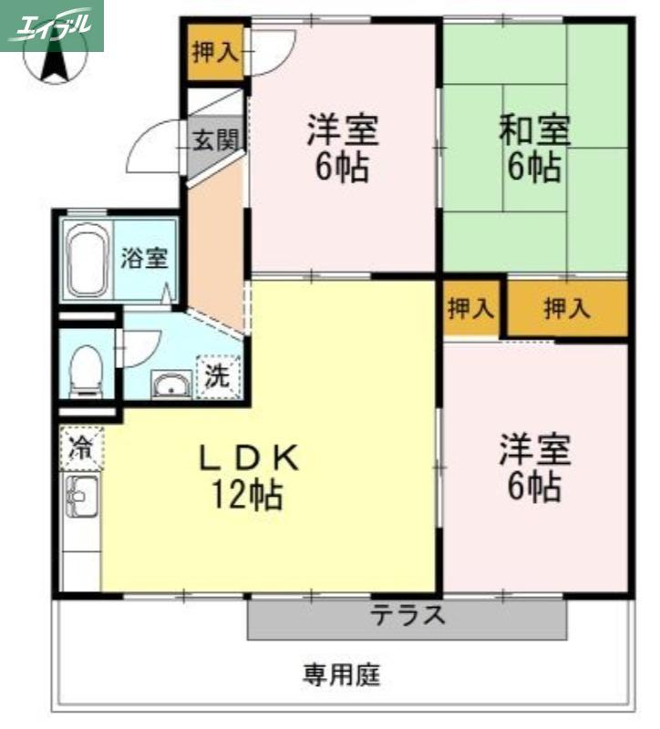 エトワール津島 A棟(3LDK/1階)の間取り写真