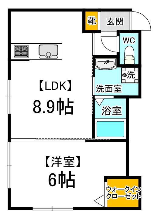 星と青空のクーレKULLE(1LDK/1階)の間取り写真