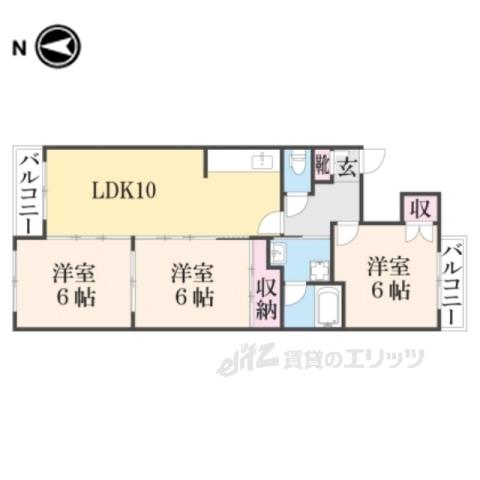 スカイロードとのしろ(3LDK/3階)の間取り写真