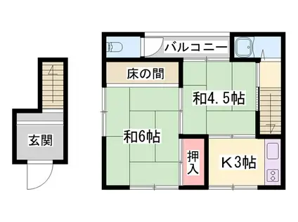 伊伝居土居アパート(2K/2階)の間取り写真