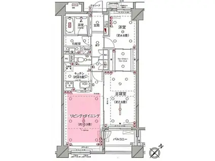 ピアース東京インプレイス(2LDK/3階)の間取り写真