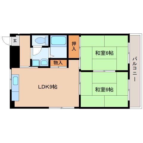 山善ハイツ(2LDK/2階)の間取り写真