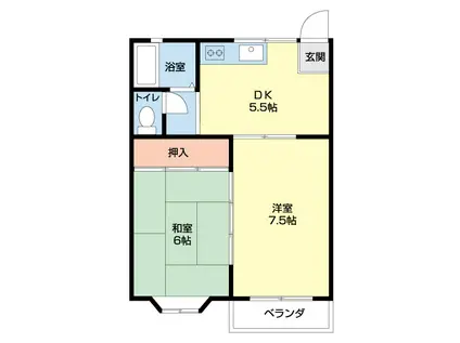 コーポサンフラワー(2DK/2階)の間取り写真