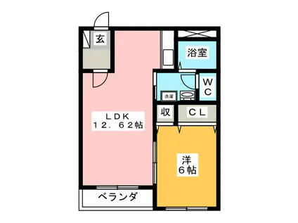 狭山ヴィラマンション(1LDK/2階)の間取り写真