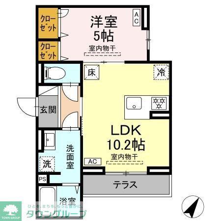 コルザ南台(1LDK/1階)の間取り写真