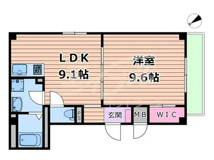 京橋オリエンタルキューブ(1LDK/3階)の間取り写真