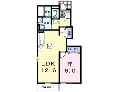 メゾン双鶴A(1LDK/1階)の間取り写真