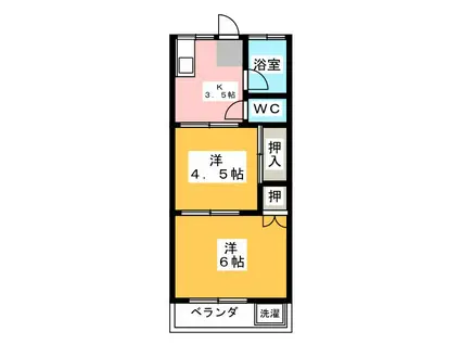 第2山口荘(2K/1階)の間取り写真