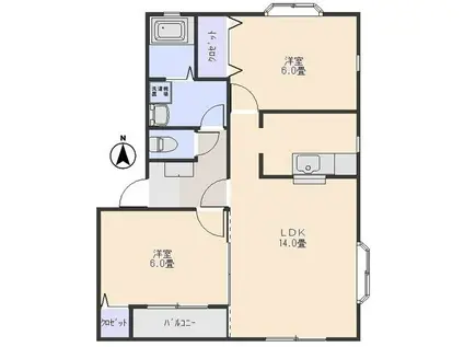 第二MHハウスI棟(2LDK/1階)の間取り写真