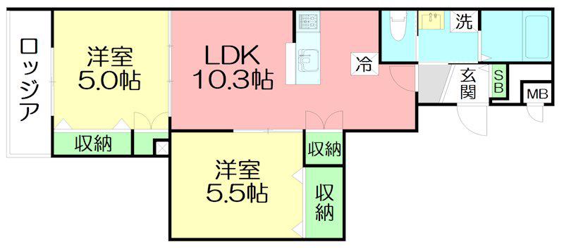 LE CIEL YOKOHAMA(2LDK/2階)の間取り写真