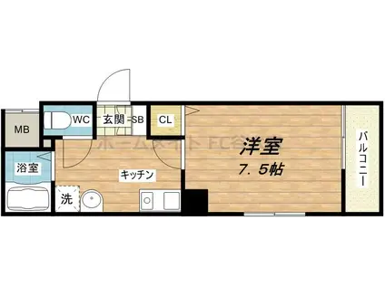 レジェンドール堺筋本町(1K/9階)の間取り写真