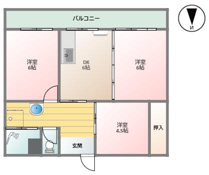 松浦マンション(3DK/1階)の間取り写真
