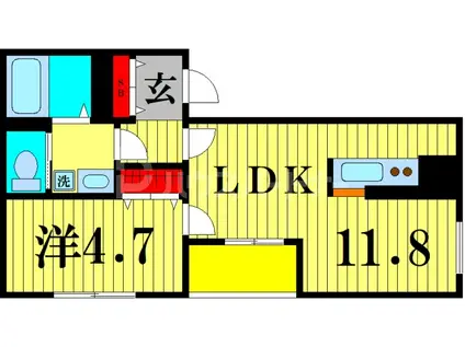 リーブルファイン南越谷2号棟(1LDK/2階)の間取り写真