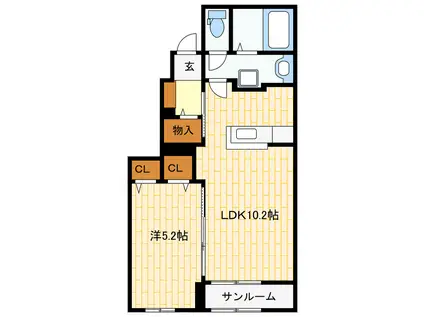 エスジーパレス(1LDK/1階)の間取り写真